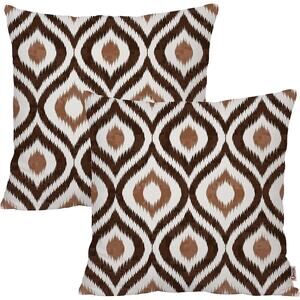 2pc Queenie Throw Pillow Covers 18x18 Brown Ogee Boho Modern Accent Pillows